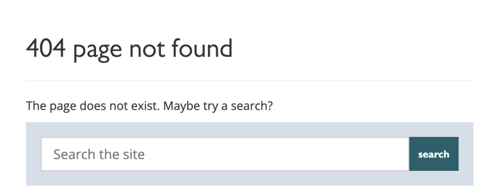 404 page not found. The page does not exist. 