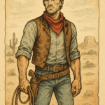 Cowboy-ohne-Hut-Zeichung von ChatGPT - Format ist hochkant, nicht quadratisch.