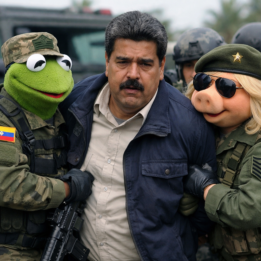 Maduro wird von Kermit und Miss Piggy verhaftet